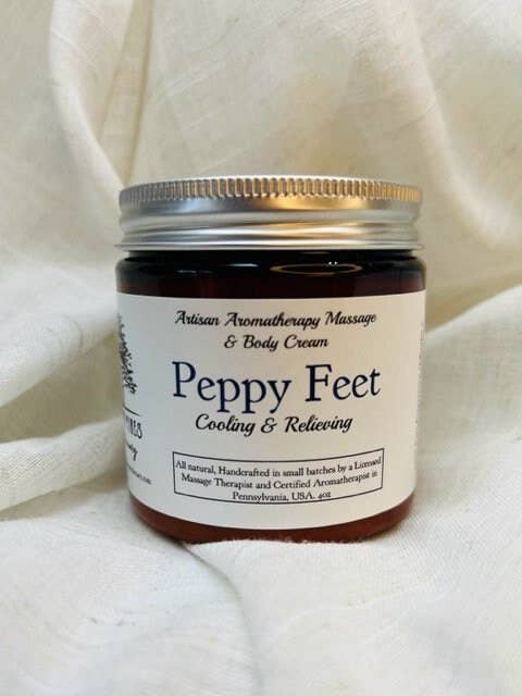 Crème pour les pieds à la menthe poivrée, lotion, crème de massage, huiles essentielles pour la vente par Seven Pines Apothecary