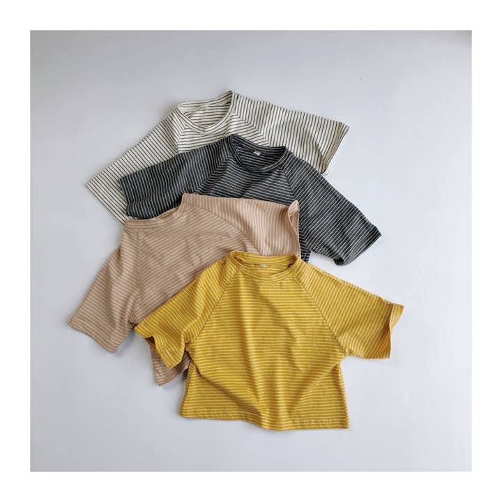 Maglietta a righe in cotone per bambini a maniche corte unisex per la vendita all'ingrosso da parte di VERDAVUE