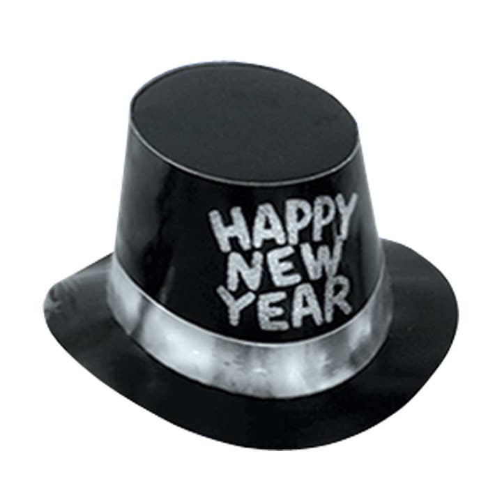 Black and Silver Hi-Hat with Glittered "Happy New Year" for wholesale by Beistle