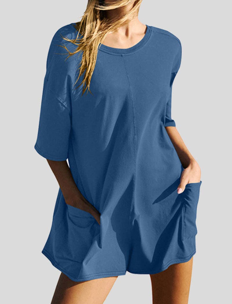 safistyle - Wholesale Romper - Women's - Short Sleeve Backless V-Neck Loose Romper5