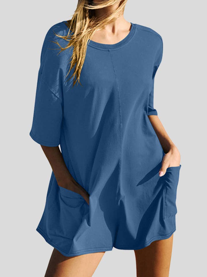 safistyle - Wholesale Romper - Women's - Short Sleeve Backless V-Neck Loose Romper5