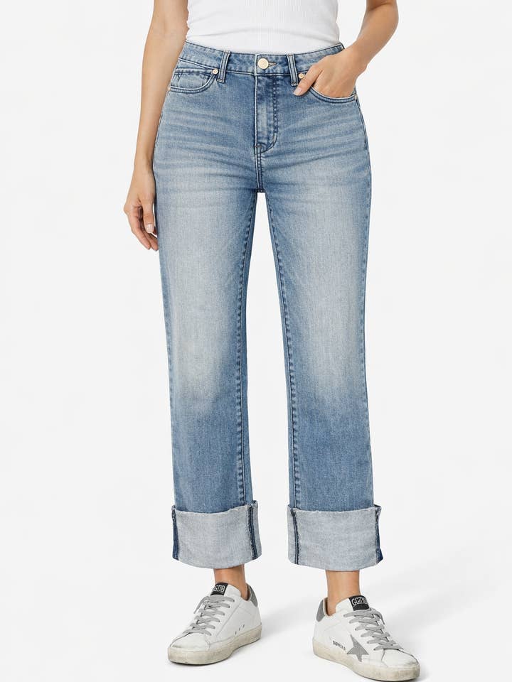 29.5''- 25'' Slim Girlfriend Roll Cuff Jean in Paola for wholesale by 1822 Denim