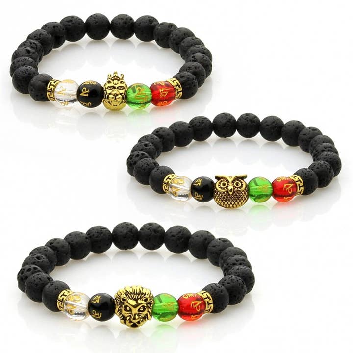 Volcanic Stone Bracelet With Mantra for wholesale by UniArt