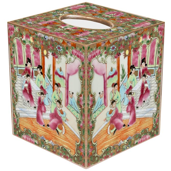 TB6825-Rose Medallion on People Tissue Box Cover for wholesale by Marye-Kelley