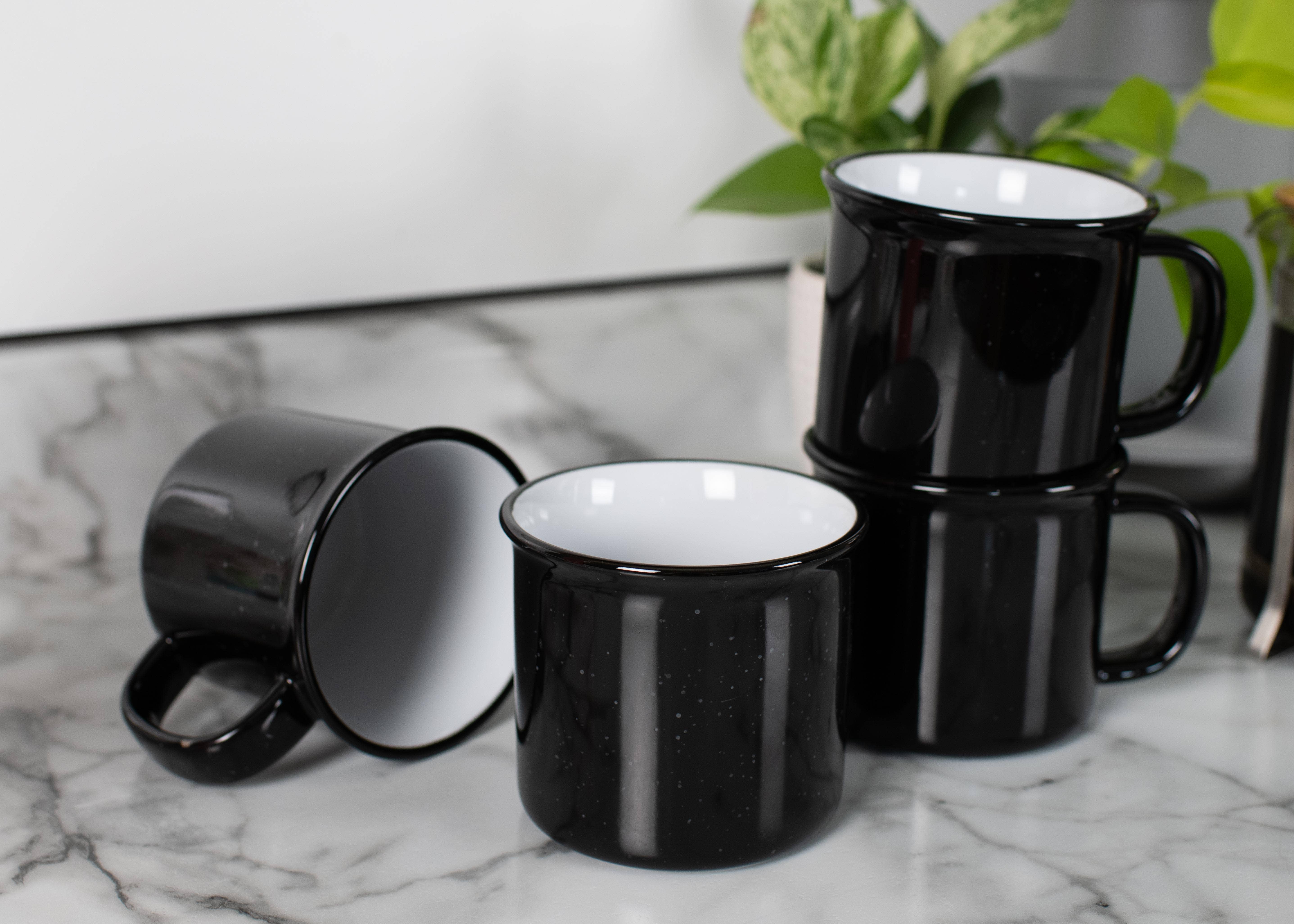EAST AVENUE - Wholesale Coffee Mug - Ceramic Mugs 4-Pack Camper Speckled Black PRICE IS PER MUG5
