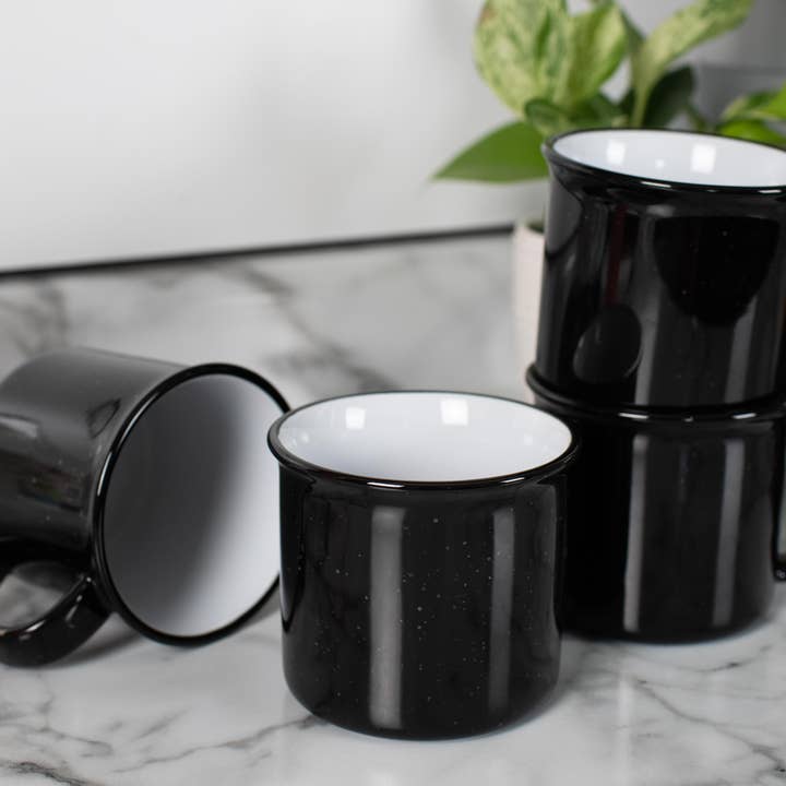 EAST AVENUE - Wholesale Coffee Mug - Ceramic Mugs 4-Pack Camper Speckled Black PRICE IS PER MUG5