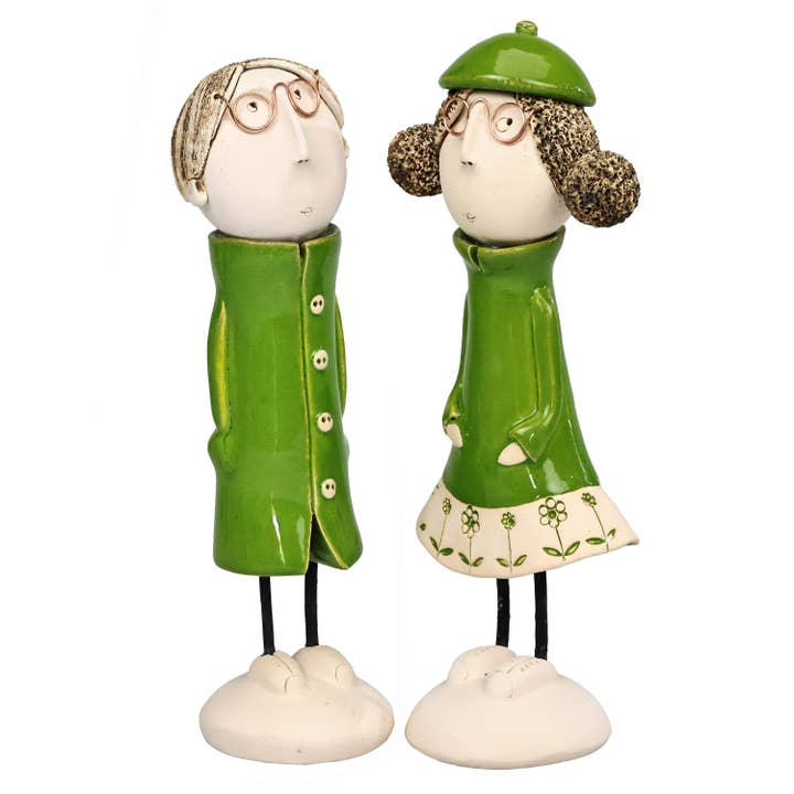 GF Couple Specky Young Man & Girl with Bunches in Green for wholesale by Enigma Supplies