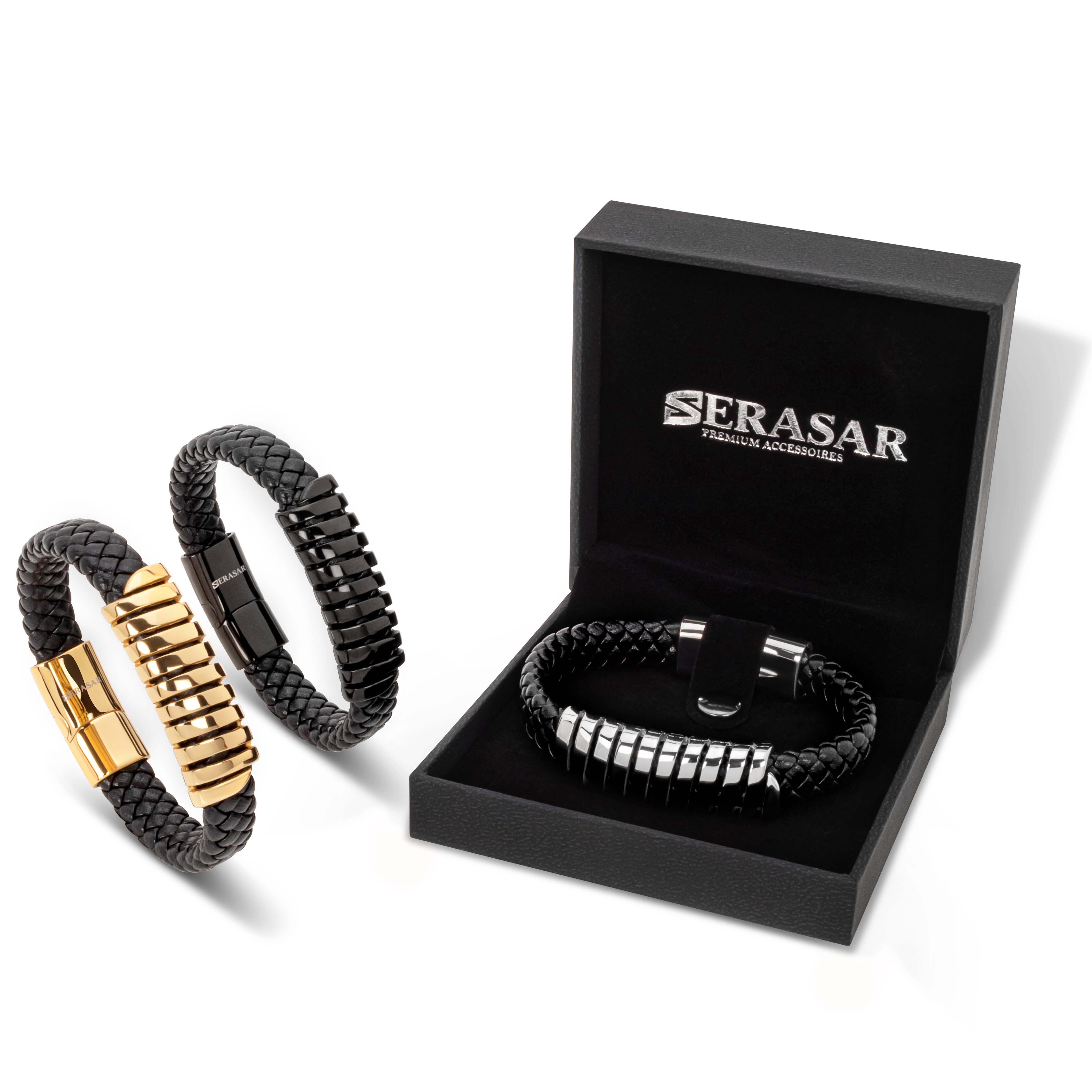 SERASAR – wholesale Vävt/flätat armband – Läderarmband ”Helix” - guld - B0357