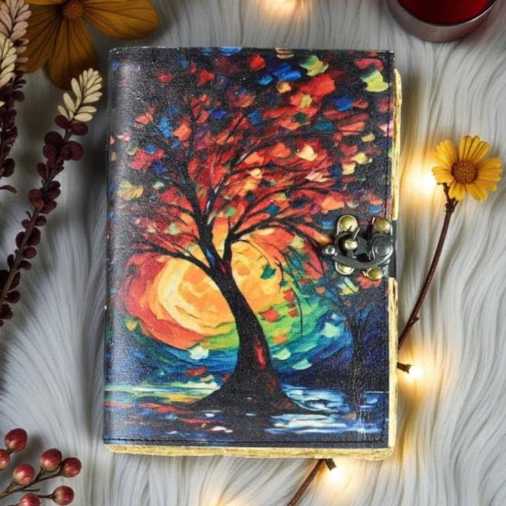 Tree of Life Leather handmade Journal for wholesale by Leatherooze