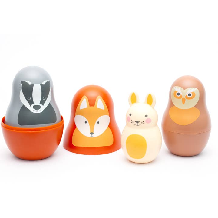 Rosa & Bo - Wholesale Wood Toy - Kids - Woodland Friends Nesting Babies with Chiming Benji Bunny