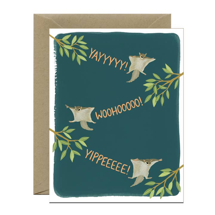 Flying Squirrels Congratulations Card for wholesale by Yeppie Paper