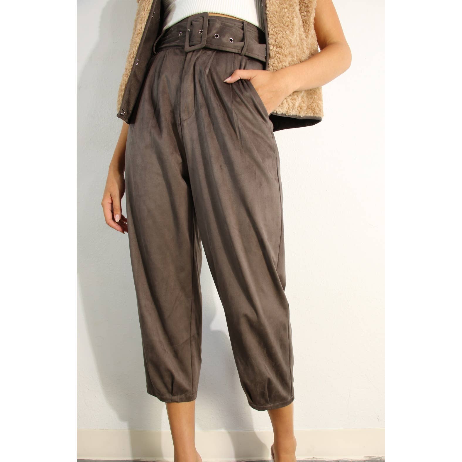 BROWN SUEDE PANTS for wholesale on Faire2