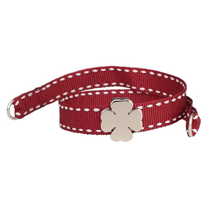 BRACELET TRÈFLE À QUATRE FEUILLES EN PALLADIUM BORDEAUX pour la vente par Smartever Srl