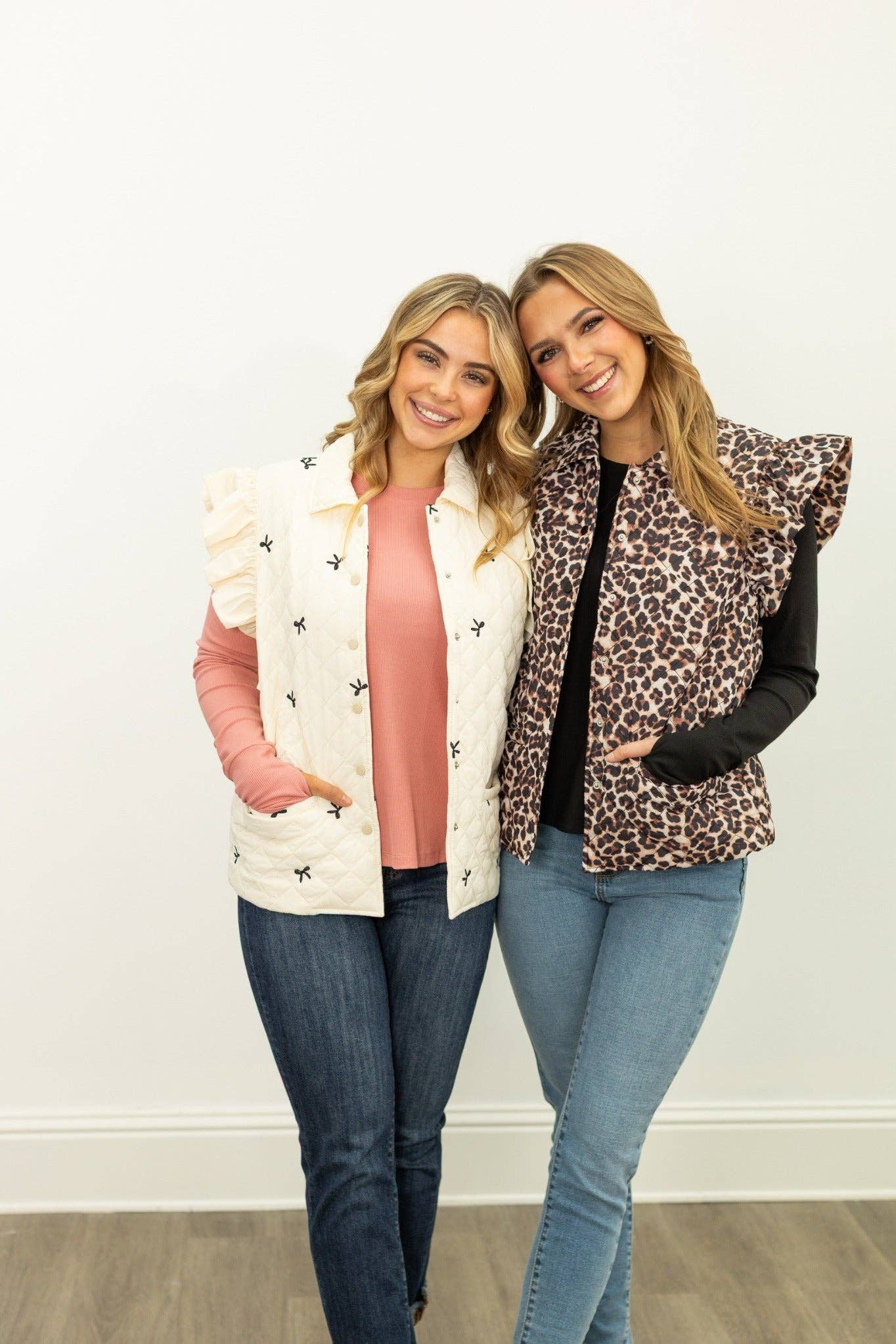 Quilted Puffer Vest, Leopard for wholesale on Faire5