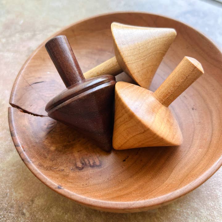 Make It Slow | Modern Woodworking the Old Fashioned Way - Wholesale Wood Toy - Kids - Toy Hardwood Top Spinner | Classic Game Stocking Stuffer