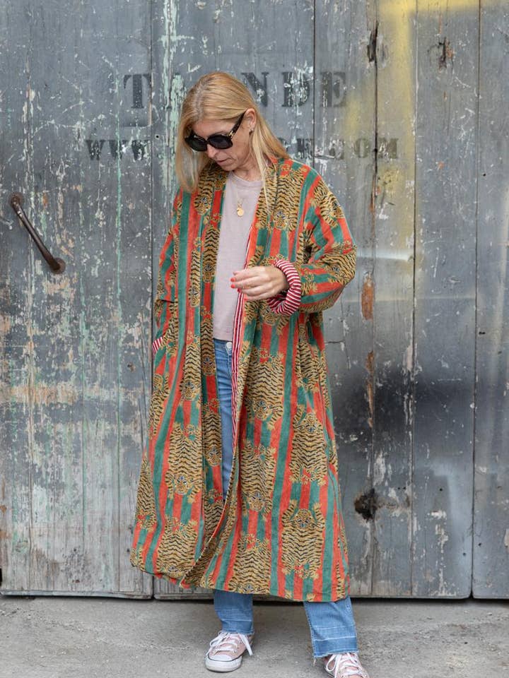 VELVET TIGER KIMONO for wholesale by Sanjanaandme