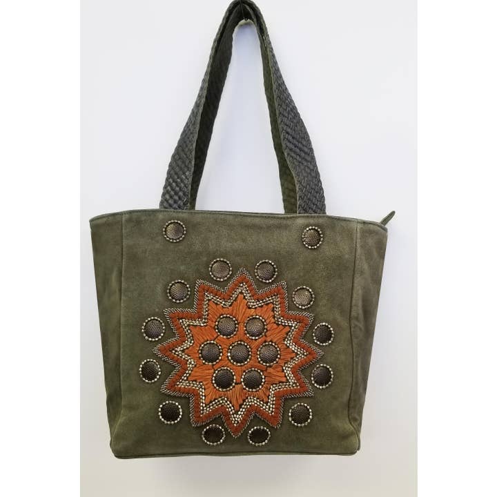 Ricki designs - Wholesale Tote Bag - Women's - LEATHER SUEDE TOTE BOHO EMBROIDERED6
