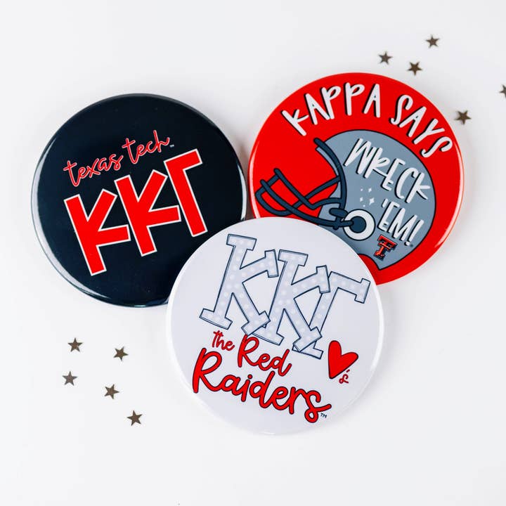 Boutons de jour de match grec de la sororité Kappa Kappa Gamma Texas Tech pour la vente par Tailgated Co.