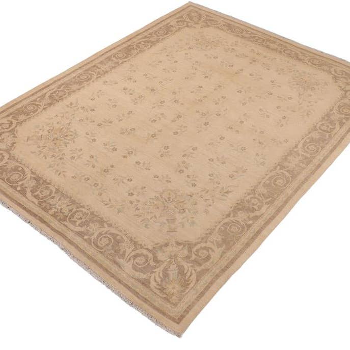 Boho Chic Ziegler Angus Beige Brown Hand-Knotted Wool Rug - 8'2'' x 9'7'' for wholesale by Arshs Fine Rugs