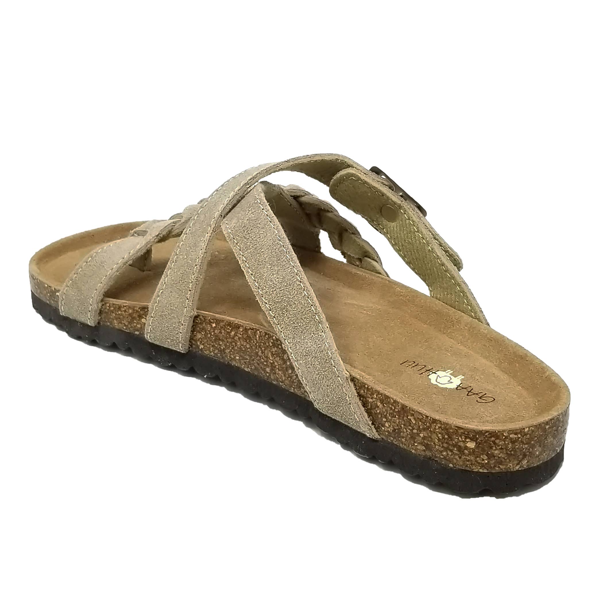 gaahuu - Wholesale Sandals - Women's - Braided Criss Cross Buckled Leather Footbed Sandal12