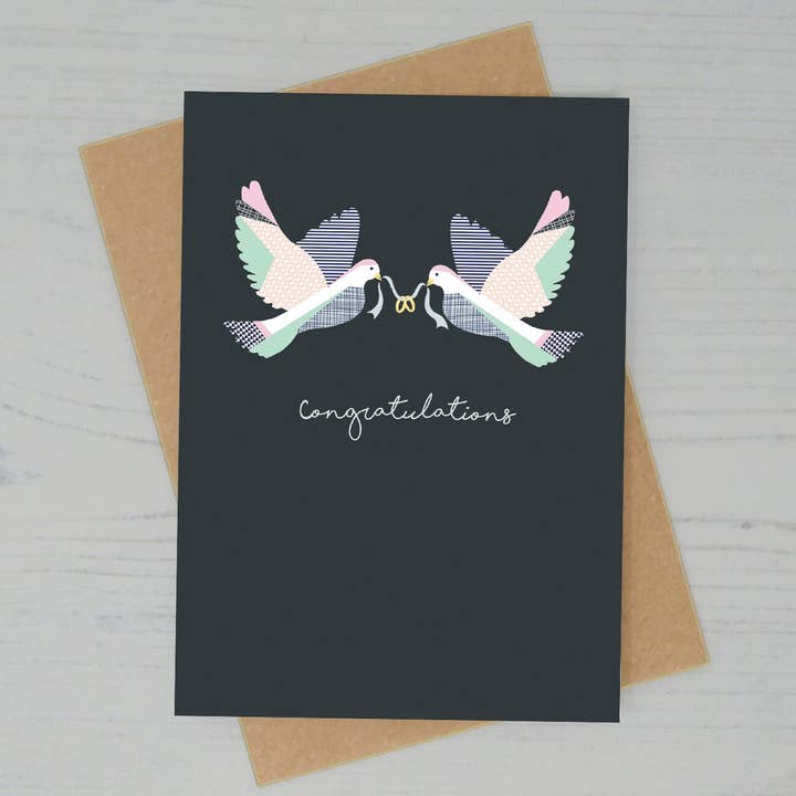 Cartões de Noivado de Casamento - Pombas com Anéis - Pacote de 6 por atacado de Lucy Alice