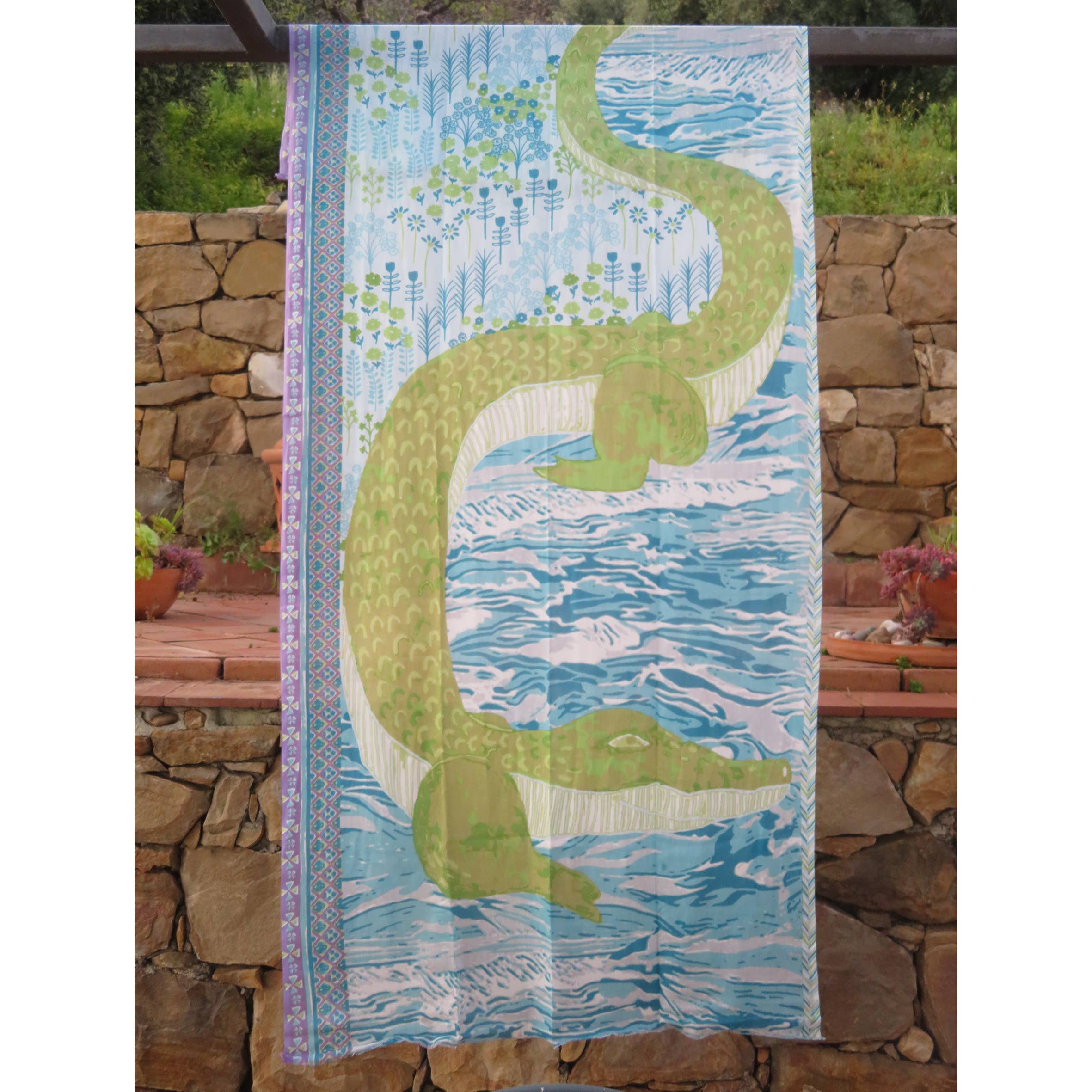 Supplement D'AM - Wholesale Scarf - Women's - Crocodile, flowers, and pastel water patterned cotton pareo stole2