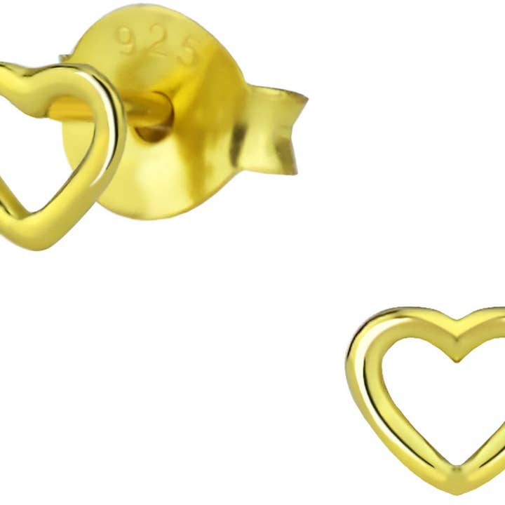 Sterling Silver 14k Gold Plated Heart Earrings for wholesale by Penny & Piper