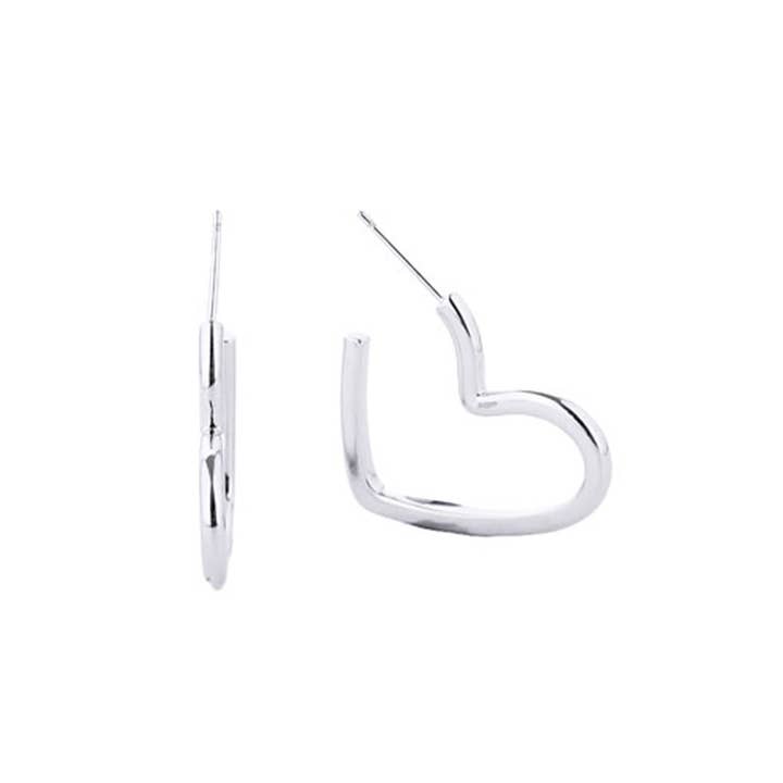 Fashion City - Wholesale Hoop Earrings - 14K Gold-Dipped Heart Hoop Earring