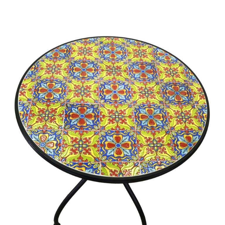 Multicolor Catania Round Metal Mosaic Table With 2 Chairs CMø60h75 for wholesale on Faire2