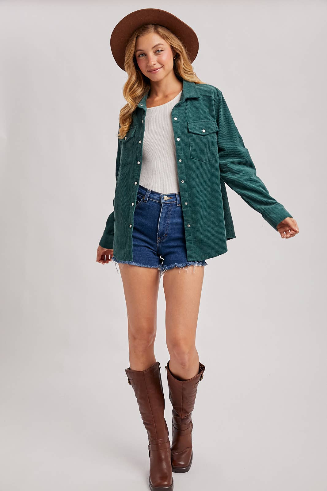 Bluivy – wholesale Shirt Jacket/Shacket - Women’s – CORDUROY BUTTON DOWN SHACKET WITH POCKETS38