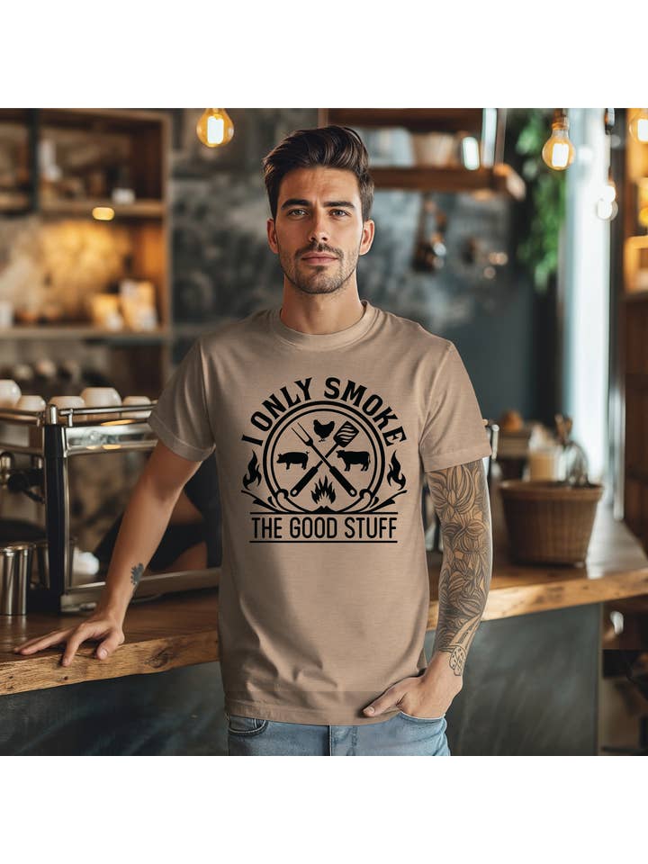 Southern Attitude Designs Inc - Wholesale T-Shirt (Graphic) - Men's - I Only Smoke The Good Stuff Fathers Day Graphic Tee