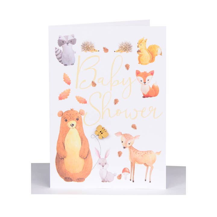 Baby Shower Forest Babies Greeting Card - Butterfly for wholesale by Lil's Cards