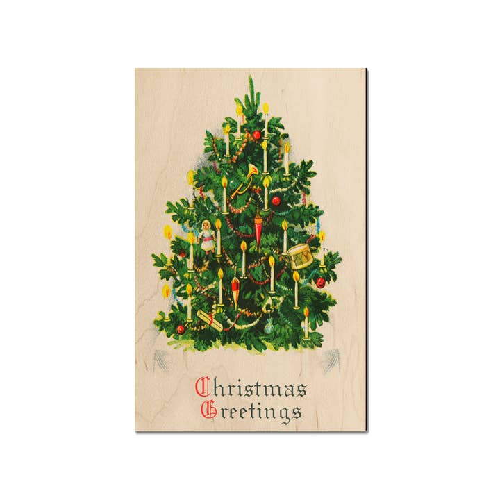 DaydreamHQ - Wholesale Postcard - Old Christmas Tree - Wood Postcards & Magnets
