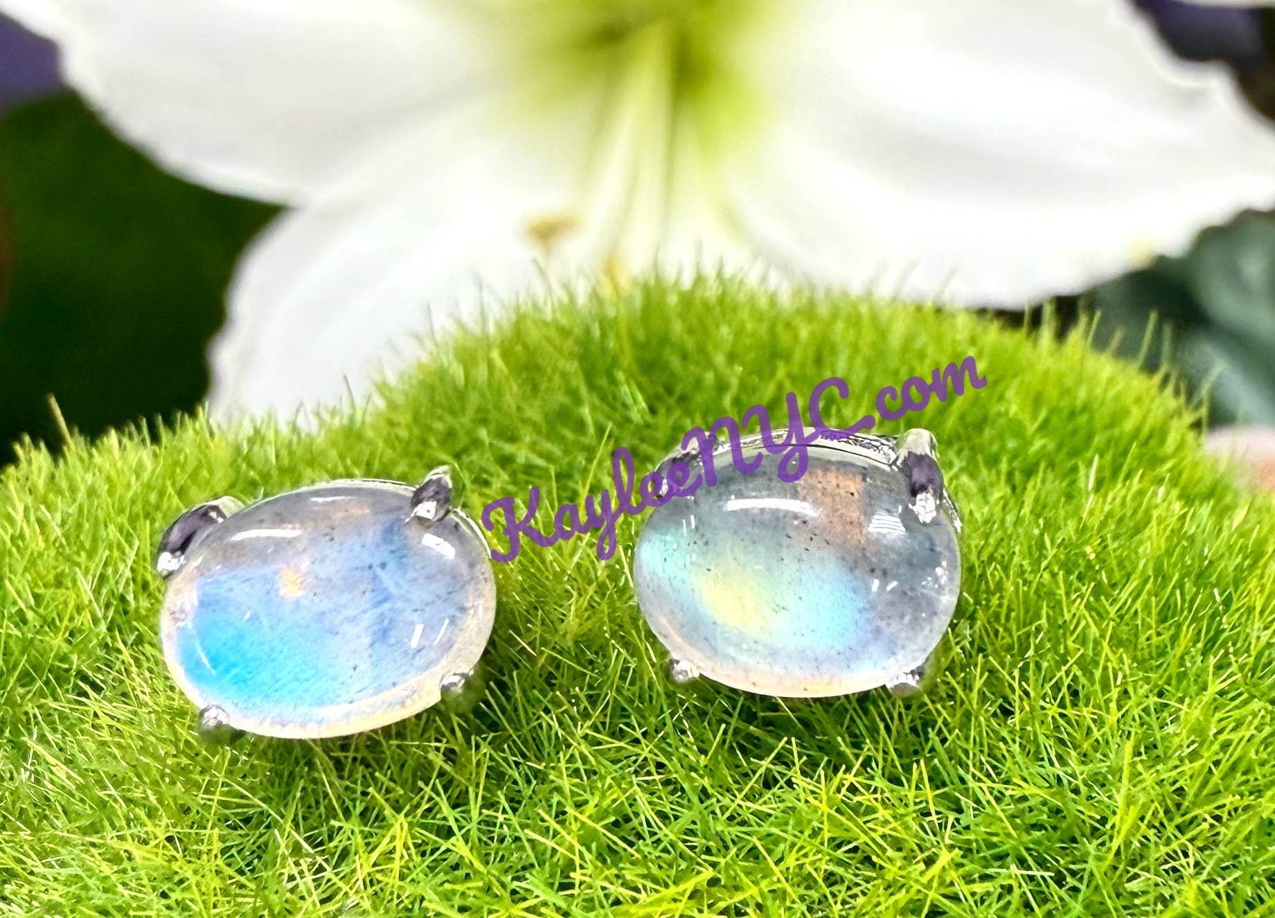 KayleeNYC - Wholesale Stud/Post Earrings - Natural Labradorite sterling Silver925 Earring Studs3