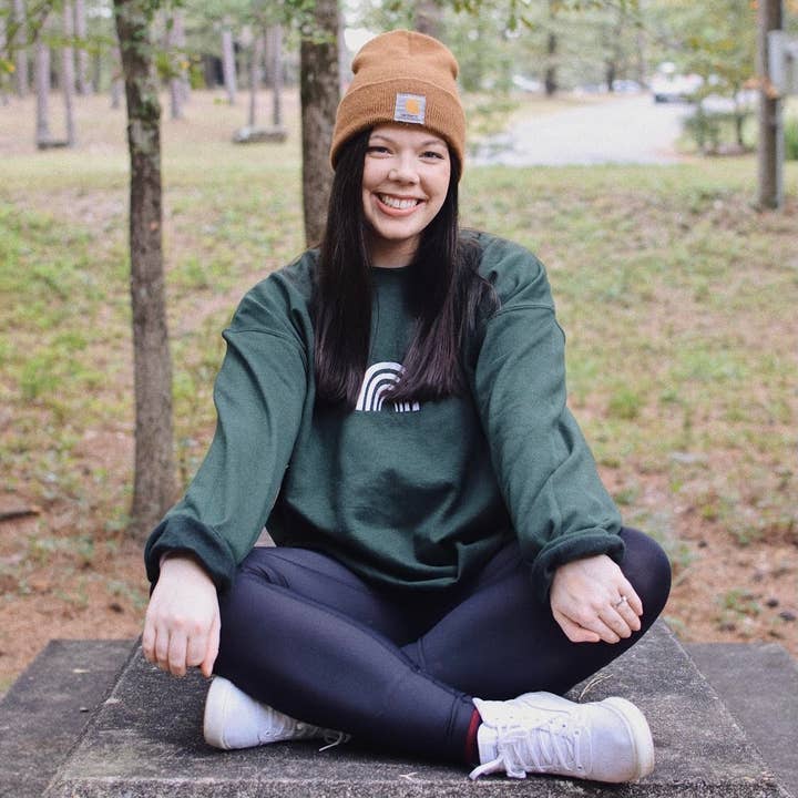 Forest Green Embroidered Crewneck Sweatshirt for wholesale by Love Bren Co