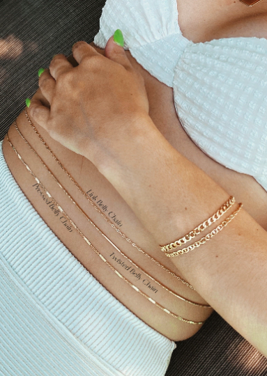 GoldFi - Venta al por mayor Cadena para cara/cuerpo - Cadena para el vientre chapada en oro de 18 quilates5