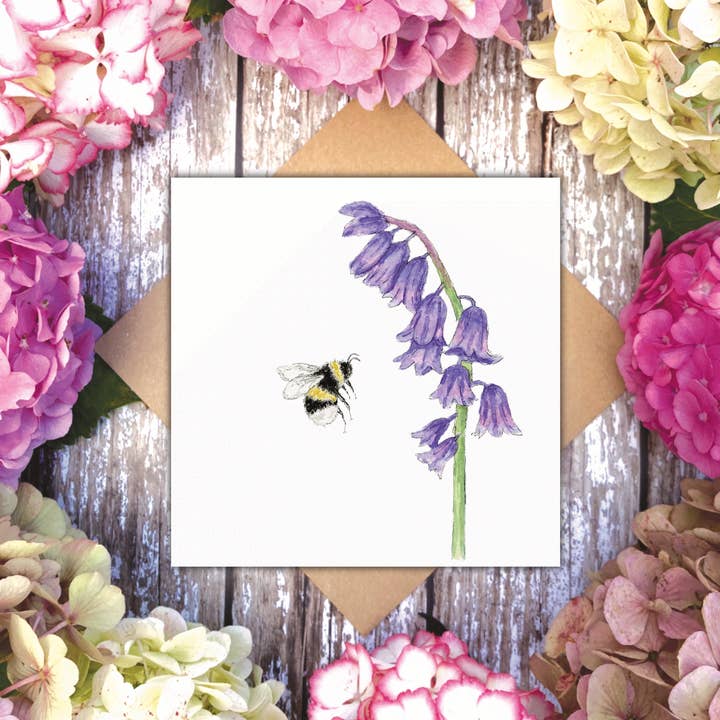 Bluebell Bee Blank bee card for wholesale by Utterly Conkers
