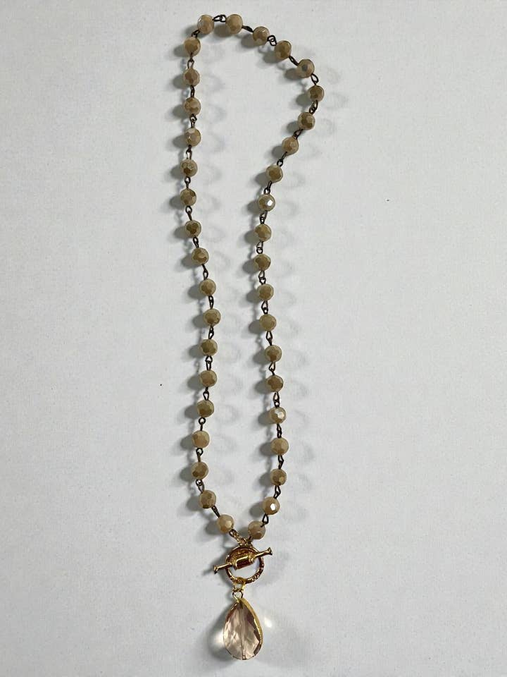 20" ivory Neutral Necklace with perfect tear pendant for wholesale by Ava Capri