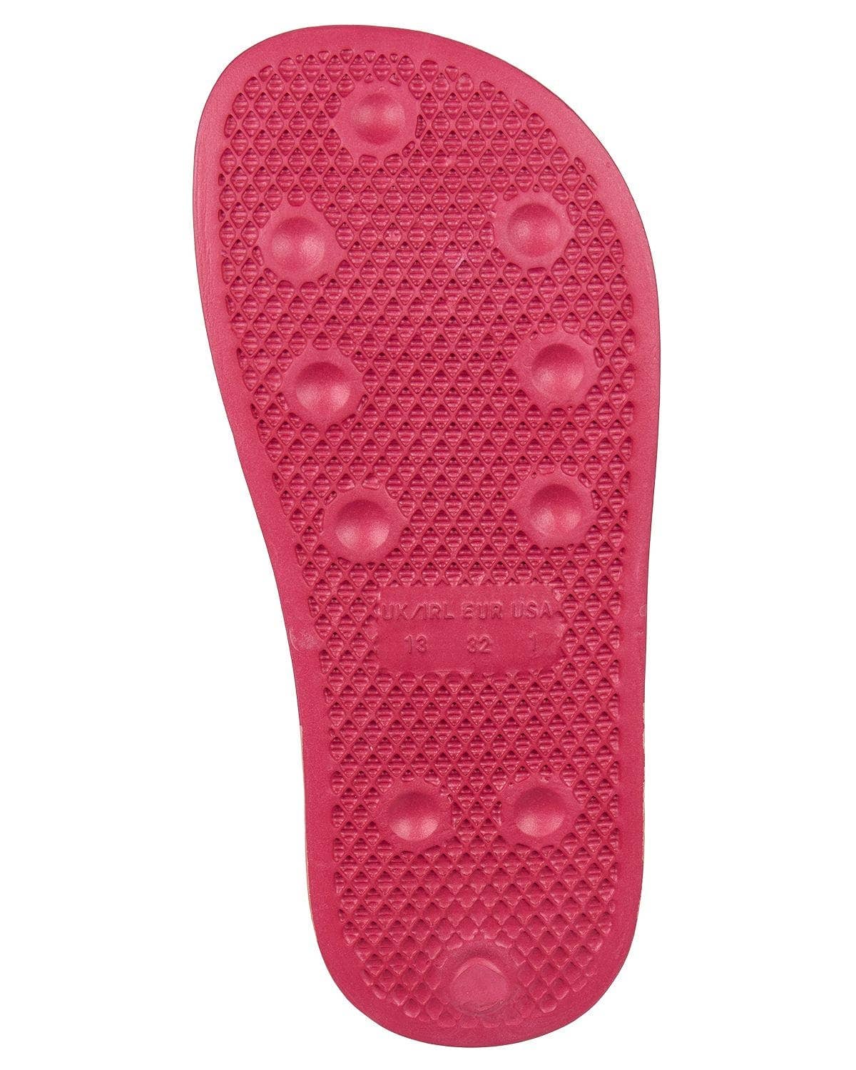 Infinity Classics International Inc. - Wholesale Slippers - Kids - Girls Striped Super-Soft "Good Vibes" Slide Sandal1