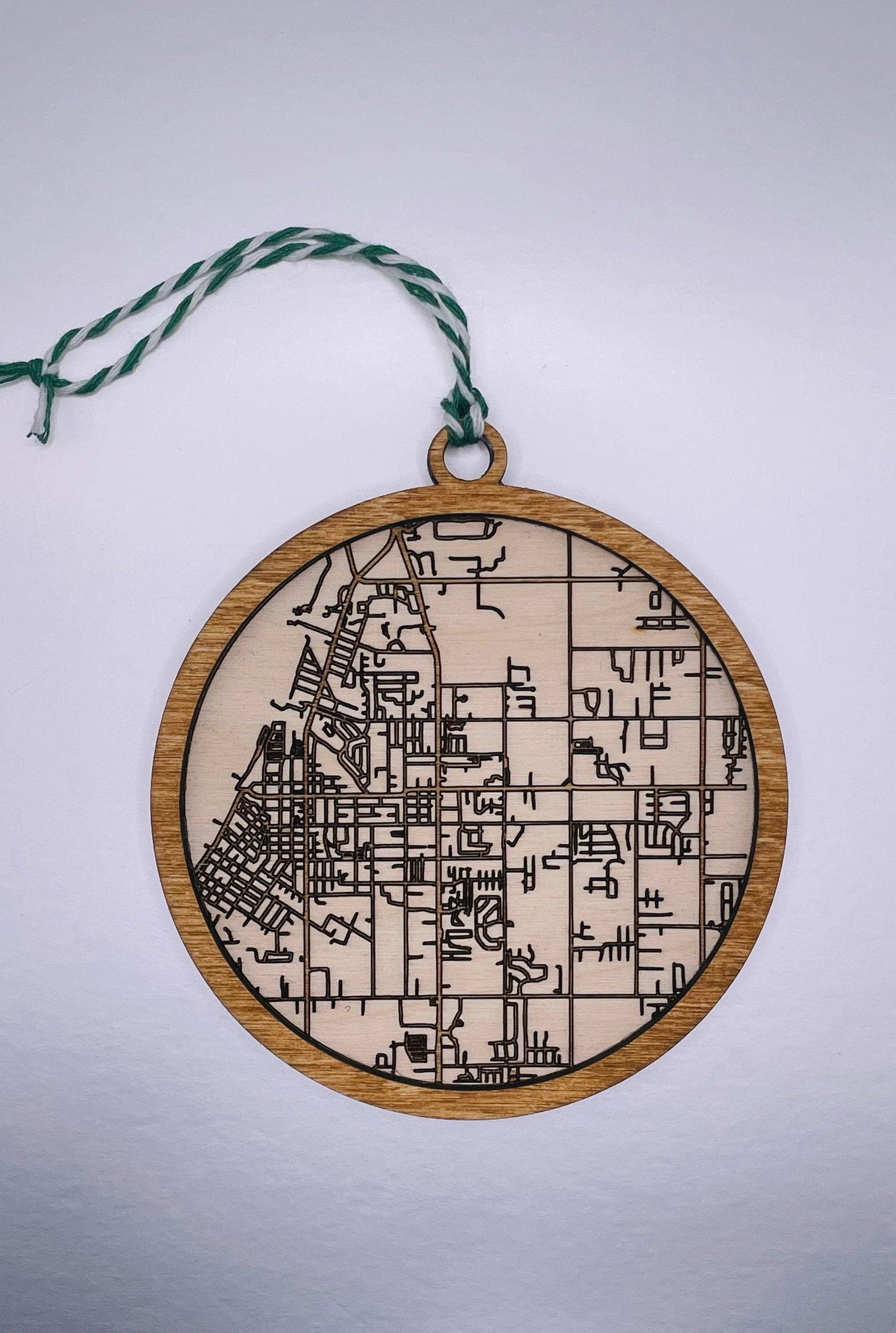BoldLifeDesign - Wholesale Ornament - ANY Custom City Map Ornament - Street Grid Map Ornament1