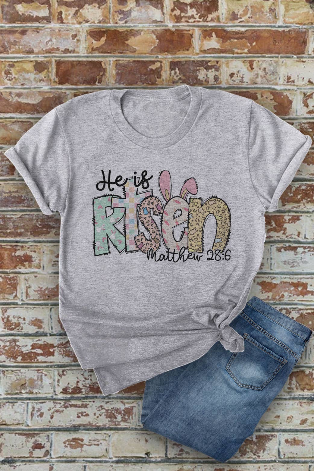Top Avenue – wholesale Screen printed t-shirt – Women′s – He Is Risen Easter, Unisex Round Neck T-Shirt2