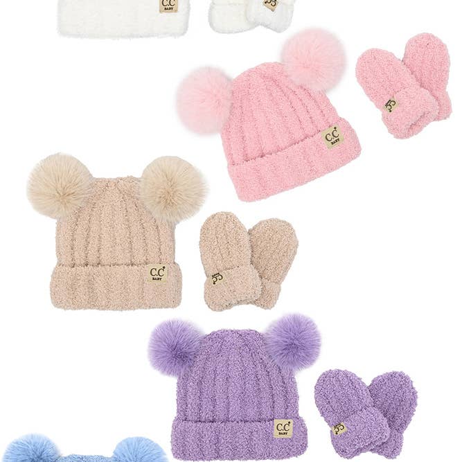 Hana - Wholesale Newborn/Knit Hat - Baby - C.C Baby Cozy Yarn Hat and Mitten Set Winter Hat Set4
