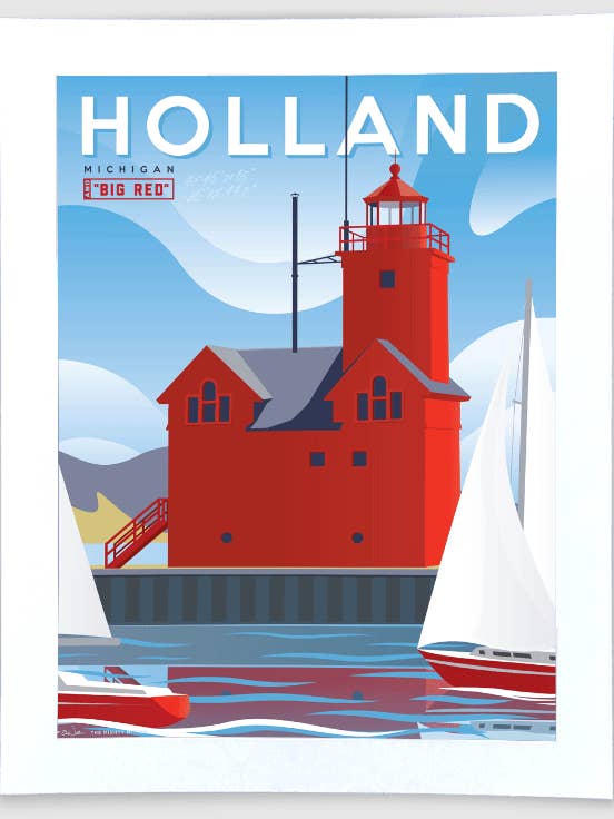 Big Red, Holland - Michigan Travel Art Print for wholesale by The Mighty Mitten