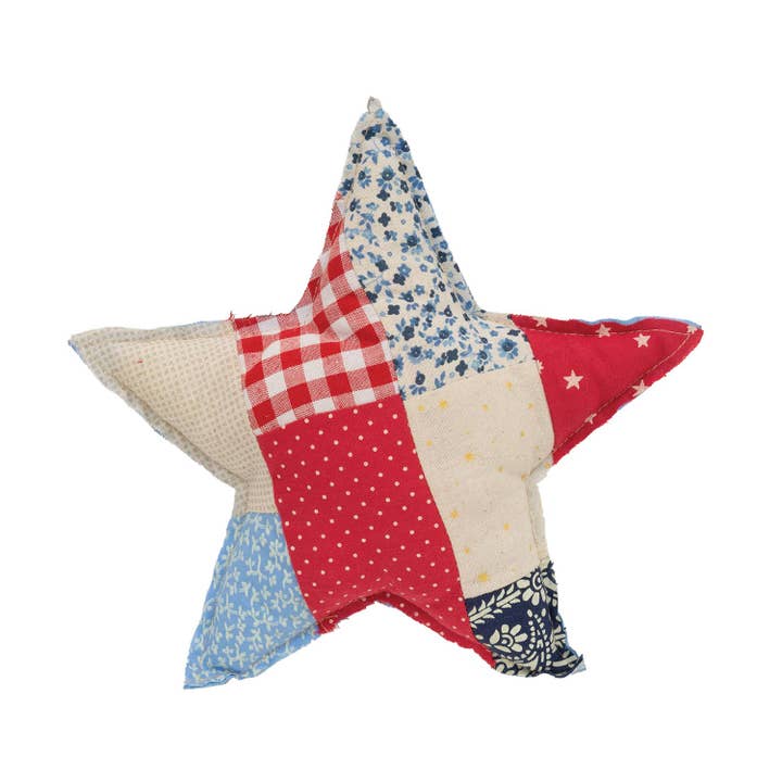 Patchwork Americana Star Pillow - 9.5” for wholesale by CWI Gifts