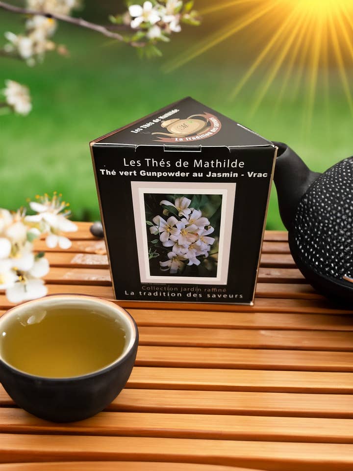 SOGNO DI GELSOMINO - Tè verde Gunpowder con fiori di gelsomino per la vendita all'ingrosso da parte di Les Thés de Mathilde
