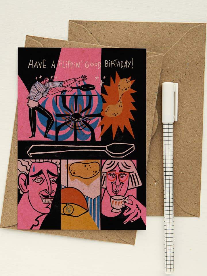 Have A Flippin' Good Birthday! - greeting card for wholesale by Niki Usagi