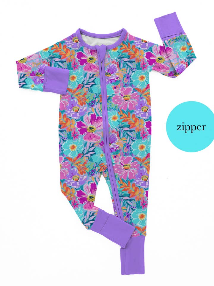 combinaison à fermeture éclair Petal Pop pour la vente par love&grace bamboo