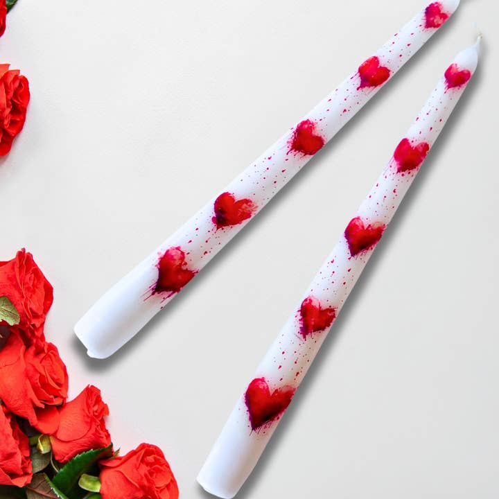 Designs by Michaela - Wholesale Tapered Candle/Candlestick - Valentine Red Hearts Love Taper Candle