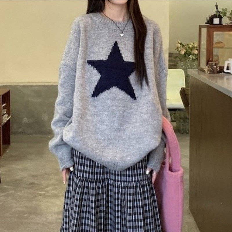 UZ Wholesale Store – Großhandel Strickpullover – Damen – Kuscheliger Pullover aus Kaschmirwolle mit bedrucktem Rundhalsausschnitt1