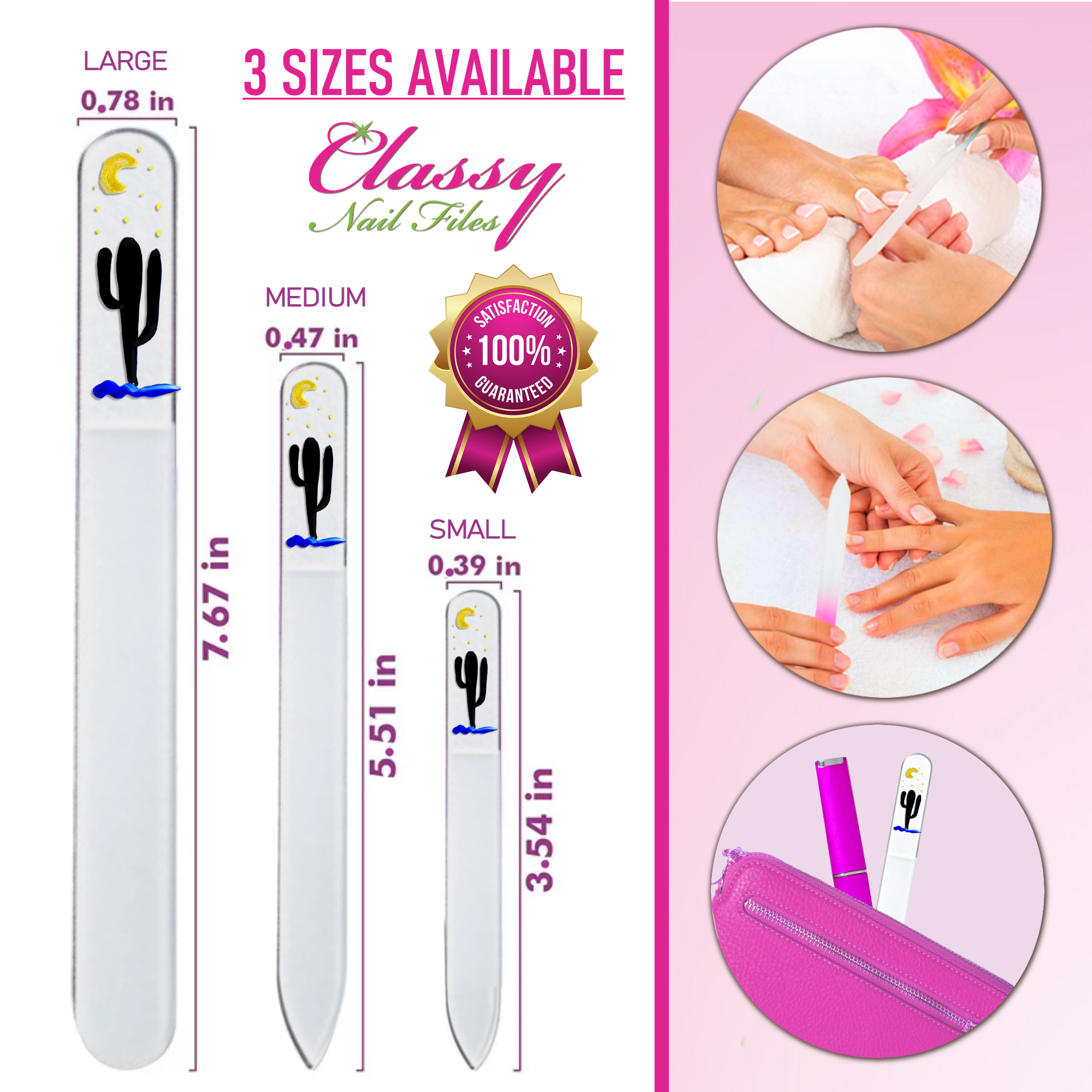 Classy Nail Files - Wholesale Nail File - Night Cactus Southwest Desert Hand Painted Crystal Nail File1